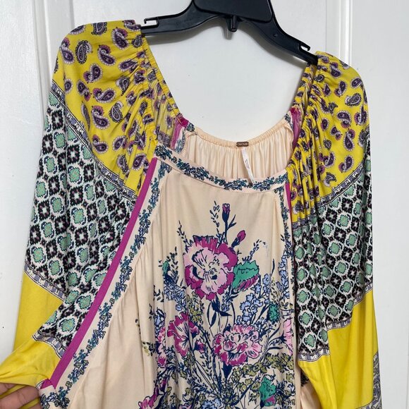 Free People Floral & Paisley Off-Shoulder Bohemian Blouse Size M - Picture 9 of 11